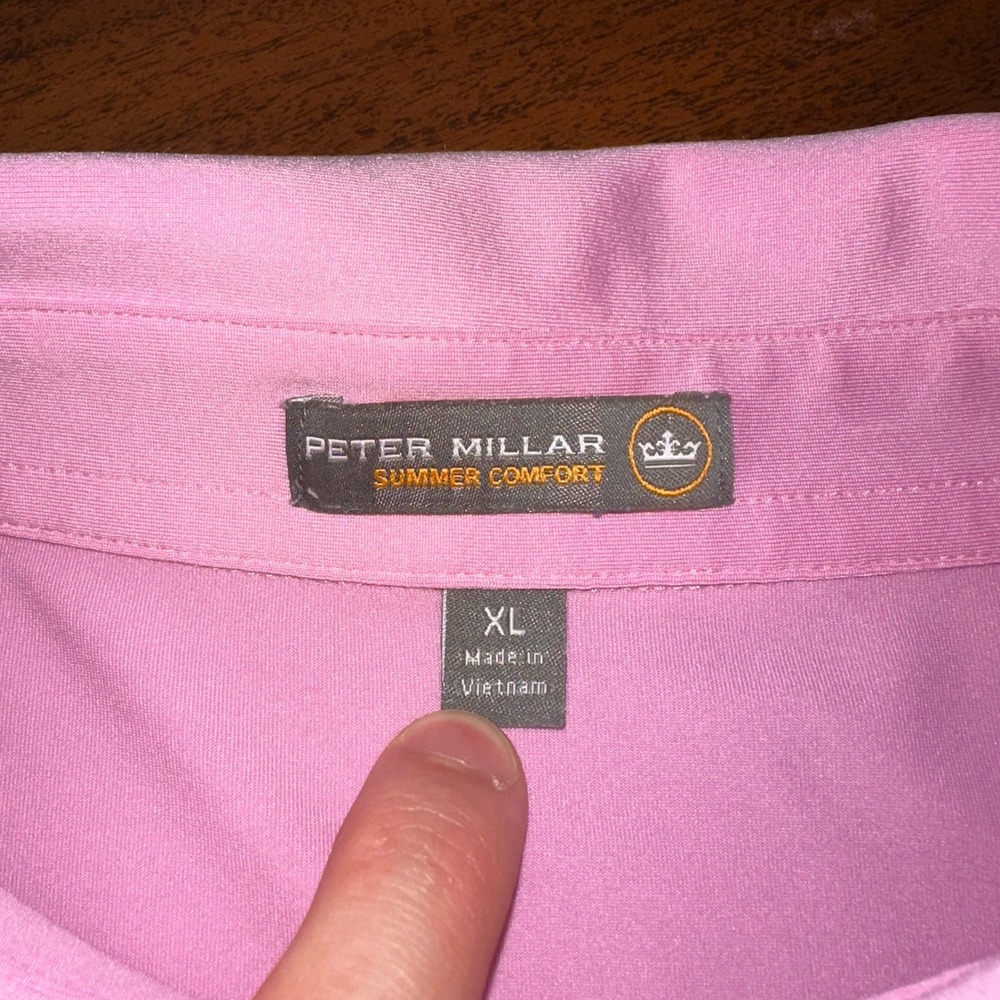 Peter Millar Summer Comfort Pink Golf Polo Shirt Mens XL Embroidered Flag Logo - Picture 5 of 12